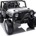 24V Ride on Car for Big Kids, 2 Seater Electric Vehicles Car Ride on Toy Truck for Toddlers w/Remote Control, 2x400W Motor, 4-Wheeler Suspension, 19" Extra Wide Seat, 3 Speeds, LED Lights - White