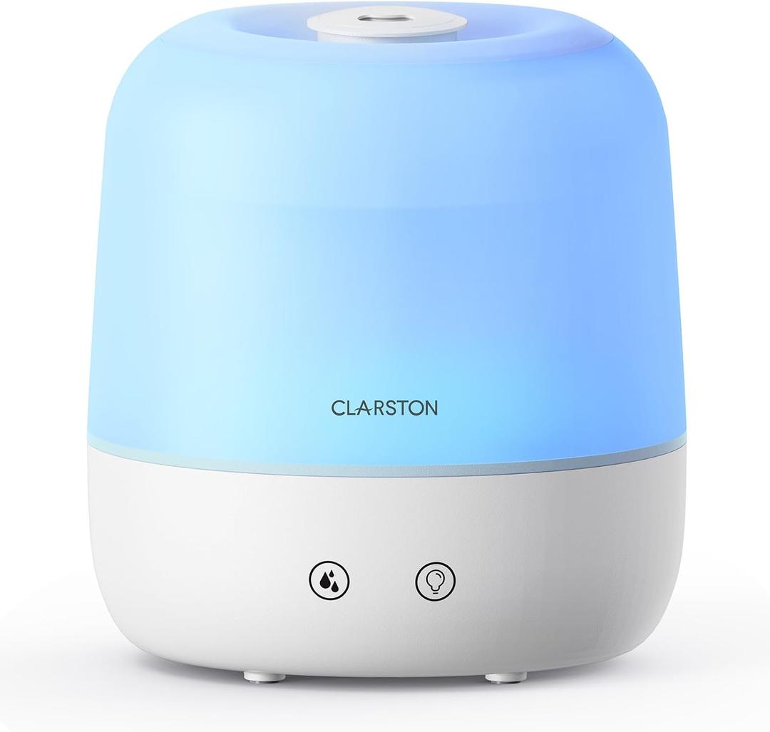 Clarston 2L Cool Mist Humidifier for Bedroom with 360° Adjustable Nozzle, High and Low Mist Levels, Ultra-Low Noise, Light-Off, No BPA, Auto Shut Off, Ideal Baby Humidifier with Easy Top Filling