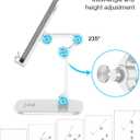 OCYCLONE Phone Stand, Adjustable Height and Angle Foldable Cell Phone Stand Holder for Desk, Taller iPhone Stand Compatible with 4.7"-13" Smartphones iPad Tablet, White