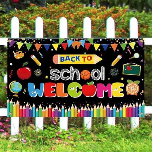 72x44 Inch Reuseable Back to School Classroom Decorations, Large Size Colorful Welcome Classroom Backdrop Back To School Party Decorations for Hallway Wall Decor Photo Backdrop