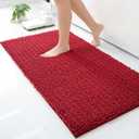 Arotive Luxury Chenille Bathroom Rug Mat, Extra Soft Thick Absorbent Shaggy Bath Rugs, Non-Slip Machine Wash Dry, Plush Bath Mats for Bathroom, Shower and Tub, 47x24, Red