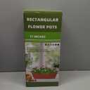 Window Box Planter, 7 Pack Plastic Vegetable Flower Planters Boxes 17 Inches Rectangular Flower Pots with Saucers for Indoor Outdoor Garden, Patio, Home Decor (Brick Red)