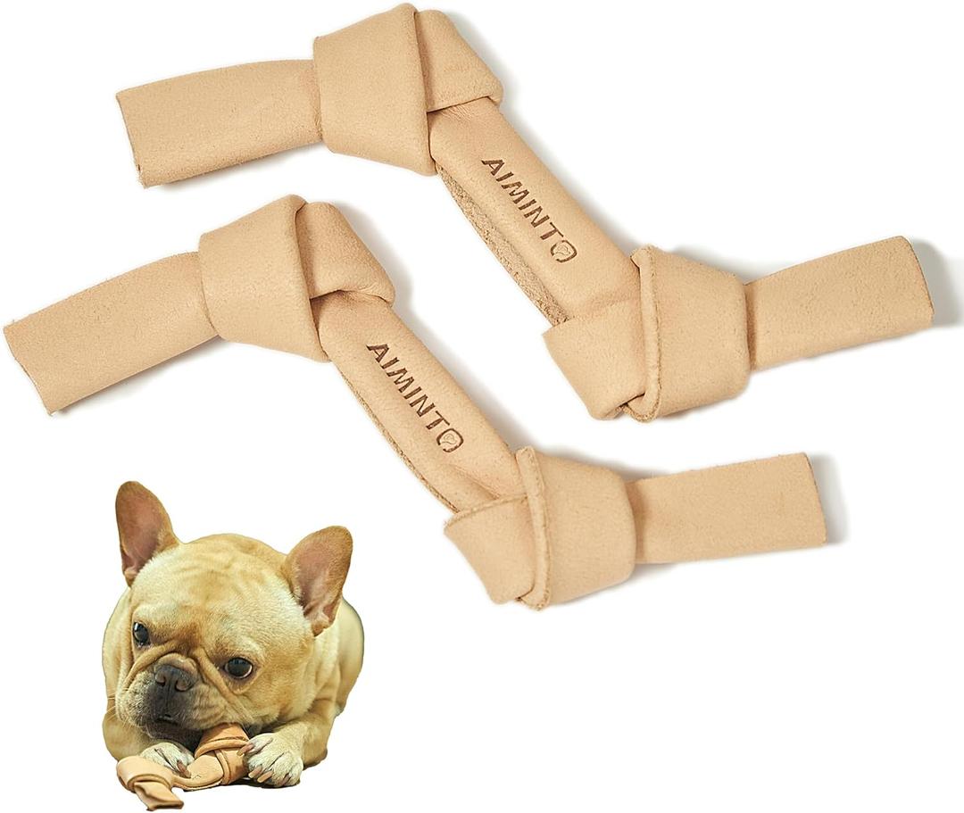 Natural Leather Dog Chew Toy, Vegetable Tannin Tannage (Small (10-25 lbs))