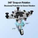 Motorcycle Phone Mount with Vibration Dampener, Aluminum Alloy Bike Phone Holder, Handlebar Phone Mount for Ebike, ATV, Fit 4.7-7" Phones (Silver, Large-5 Springs)