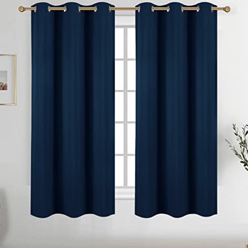 H.VERSAILTEX Navy Blue Grommet Blackout Curtains for Bedroom Thermal Insulated Room Darkening Curtains Drapes, 52 x 63 inch, 1 Panels, L