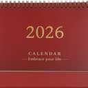 NUOBESTY Small Desk Calendar 2026 Standing Flip Desktop Calendar Scheduler Planner 2025.07-2026.12 Red