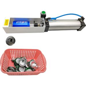 Aluminum Can Crusher, Heavy Duty Pneumatic Cylinder Soda Beer Can Crusher, Eco-Friendly Recycling Tool (Countertop Button Valve)