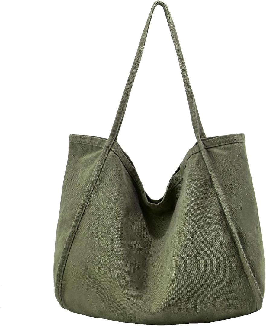ALUDAPIJU Casual Canvas Tote Bag for Women Large Slouchy Hobo Shoulder Bag for Work Travel Tote Purse Handbags Message Bags