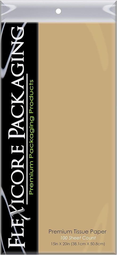 Flexicore Packaging Desert Tan Gift Wrap Tissue Paper Size: 15 Inch X 20 Inch | Count: 100 Sheets | Color: Desert Tan