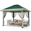 Garvee 13'x13' Pop Up Tent Outdoor Canopy Shelter with Mosquito Netting 4 Stanbags Instant Gazebo Tent for Lawn, Garden, Backyard Deck (Olive Green + Taupe)