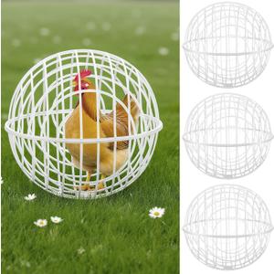 Leinuosen 4 Pack Chicken Ball Cage Movable Mesh Rabbit Coops Plastic Detachable Rolling Safety Hutch Prevents Dog Bites Horse Trampling for Bird Duck Outdoor(White,15.75'',Classic Style)