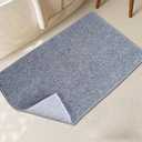 Yancorp 24"x60" Ultra Thin Bathroom Rugs Low Profile Bath Rug Fit Under Door Non Slip Large Door Mat,Machine Washable Shower Rug,Quick Dry Bathroom Floor Mat,Faux Jute Rug Super Absorbent (Grey)
