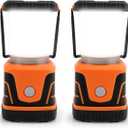 LED Camping lamp Super Bright 1500 lumens 4 Light Modes Dimmable searchlight Battery-Powered Emergency lamp Suitable for Night Hiking Tent Lighting Emergencies Power outages (Orange X2)