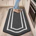 COSY HOMEER Kitchen Rugs and Mats 24"x59" Non Slip Kitchen Mats for Floor Washable Kitchen Runner Rug Stain Resistant Standing Mat for Kitchen,Sink,Polypropylene,Black