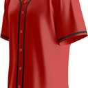Baseball Jersey for Men,Blank Baseball Jerseys Shirts Short Sleeve Hip Hop Sports Casual Button-Down Uniforms (Red, XXL)