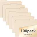 100 Pack Manila File Folders, 1/3-Cut Tab, Assorted Positions, Letter Size, 8.5x11 inches, Easy Labeling & Organization, Office Supply, School, Home,Business, Class,Document Filing