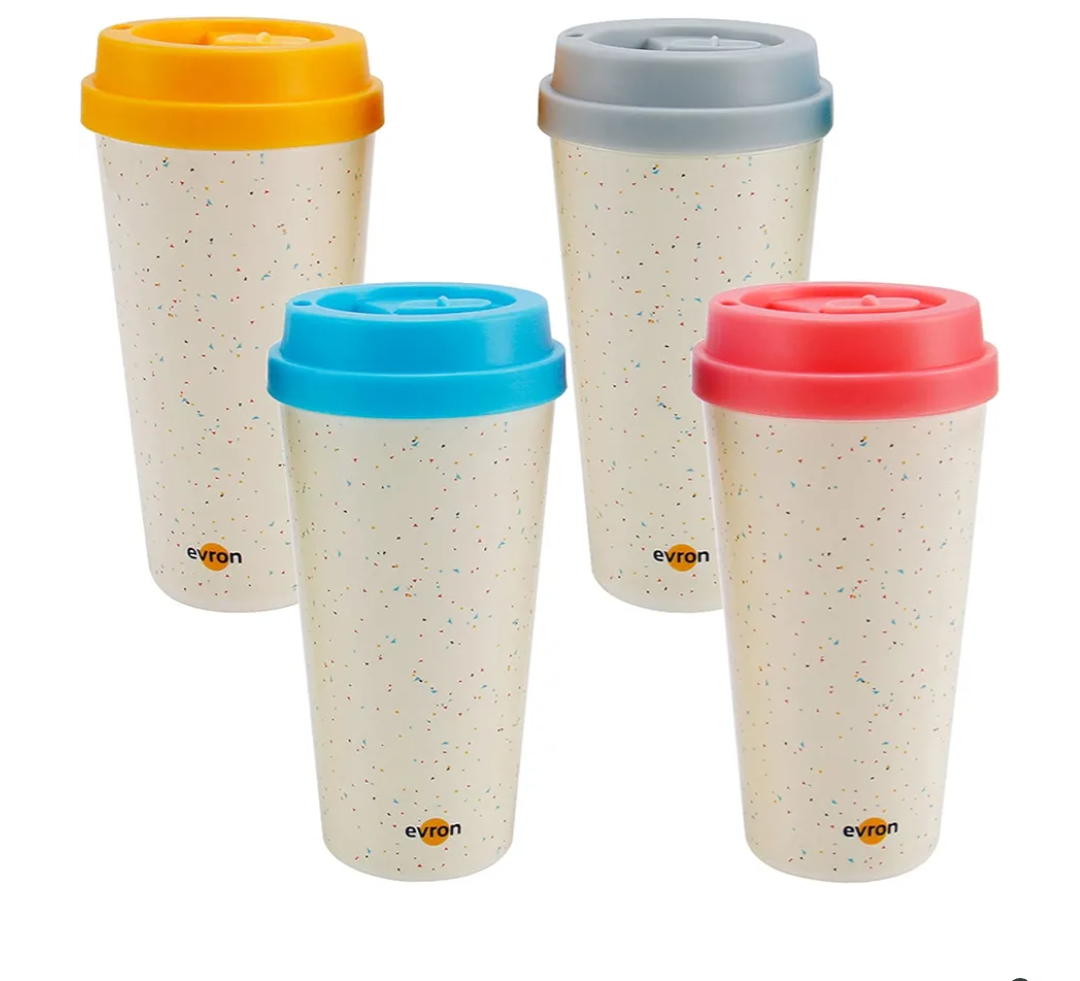 Spill Proof Travel Mug with Anti-Leak Locking Lid, Insulated Double-Wall Coffee Mugs for Hot and Cold Drinks (10oz 4 Pack)