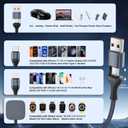 3 in 2 USB C Multi Charging Cable for iWatch Charger/Type C/IP, Braided Multi Charger Cable, USB C Phone Charger Cord Compatible with iPhone 17-11/iWatch Series/Car/Travel/Home 5FT 2PS