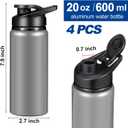 CHENGU Water Bottle Bulk 20 oz Aluminum Reusable Bottles Lightweight Snap Lid Water Cups Easy Carry Leak Proof Travel Tumbler for Gym Sports Camping Hiking Fishing