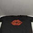 Womens Trendy Large Red Lip Print V-Neck T-Shirt, 2XL