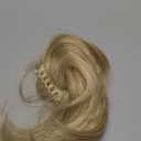 HOOJIH Ponytail Extension, Claw Clip in Straight Hair Bun Messy Bun 9 Inch Short Ponytail Extension with Bendable Metal Wire Hair Pieces for Women Fake Hair Bun - Blonde with White Highlights