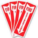 Fire Extinguisher Signs, Safety Sign Sticker - 4 Pack - 4" X 12" - 5 Mil Vinyl Bright Red and White Colors - Durable Self Adhesive, Weatherproof & UV Protected Ideal for Home, Office or Boat
