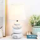 Ange Light Marble Small Table Lamp for Living Room as Bedside Table Lamp for Bedroom, Modern Ceramic Kids Night Table Lamp,6.5H12.44IN,Bulb Excluded