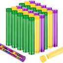 Flutesan 45 Pcs Mardi Gras Party Favors Tubes 4 Inch Candy Tubes Bulk with Cap Plastic Green Gold Purple Party Decor Container Empty Storage Gift for Carnival Liquor Plant Lab Experiment Supplies