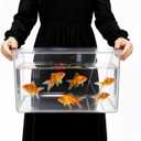 Geelin 2.5 Gallon Plastic Fish Tank Large Bowl Shatterproof with Crystal Clear Clarity for Terrarium, Flower Vase Centerpiece Gift for Fish Lovers (Square)