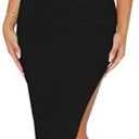 Ekaliy Women's Sexy Ruched Bodycon Dress Sleeveless Off Shoulder Slit Cocktail Maxi Dresses, M, Black