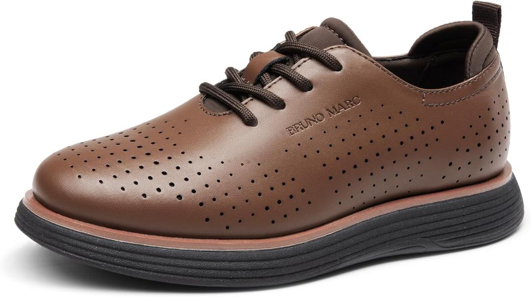 Bruno Marc Boy's MaxFlex Fashion Dress Sneakers Oxfords Classic Casual Shoes (4 Big Kid, Brown)