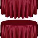 Entisn 2 Pack 108 Inch / 9ft Round Tablecloth, Burgundy Satin Table Cover for 8-10 Seats, Wrinkle Resistant and Washable Silky Table Cloths for Wedding Party Banquet Events Decoration
