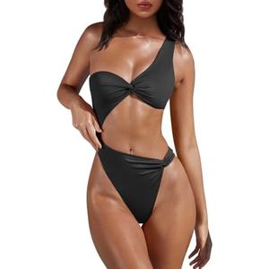 XXTAXN Women's Sexy Thong Cutout Monokinis Tie Beach One Piece Swimsuit Bathing Suit S