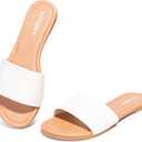 FITORY Women's Slide Sandals Fashion Round Toe With Classic Single Strap Slippers for Beach Size Size 6-11 (9)