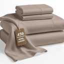 Lane Linen 100% Cotton Bed Sheets  450 Thread Count Cooling Sheets Queen, Durable Daily Use Bedding, Value Comfort for Nightly Rest, Hotel Sateen Finish, Snug Fit 15" Deep Pocket Fitted Sheet  Taupe