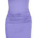 Laughido Women's Short Sleeve Ruched Bodycon Mini Sundress Summer Casual T Shirt Dress  XL