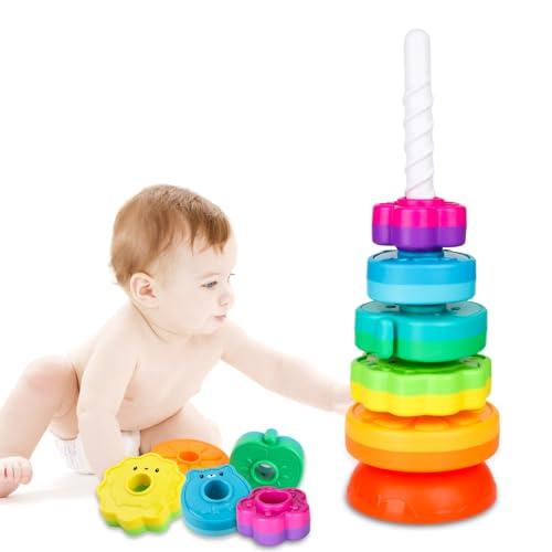 LBAIBB Spin Stack Toys,Baby Spinning Toy ABS Plastic and Color Rainbow Design,Focus on Children Educational and Interactive Learning's Stack Toys, Suitable for Gifts for Boys and Girls