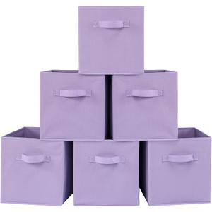 Stero 13x13x13 Inch Fabric Storage Bins 6 Pack Fun Colored Durable Storage Cubes with Handles Foldable Cube Baskets for Home, Kids Room, Closet and Toys Organization Purple