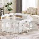 Sweetcrispy Plastic Dog Playpen - 6-Panel 24" Expandable & Durable Pet Fence for Medium Dogs - Indoor & Outdoor Portable Puppy Playpen with Secure Locking Door, White