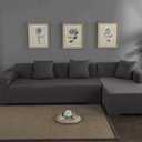 Zerodis L Shape Sofa Cover, High Stretch Polyester 3+2 Seat Corner Sofa Cover L Shape Sofa Slipcover for Living Room Anti Slip Dogs Pets Home Furniture Protector, 3+2 Seats (Gray)