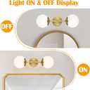 KoKo&Yukina Mid Century Modern Bathroom Lights Gold Vanity Light Fixtures Globe Sconce 2-Light Bathroom Gold Vanity Light Mid Century Glass Globe Wall Lights