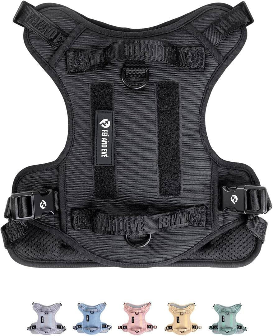 2026 New Edition, Fei & Eve Classic Dog Harness - Quick-Release Buckles | 3-Point No-Pull Control | Heavy-Duty 900D Nylon | Dual Safety Handles | Breathable Mesh | Adjustable Fit | X-Large,Black