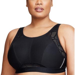 Glamorise Womens No-Sweat Mesh Sports Bra Wirefree #1068 (Black, 44F)