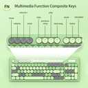 Wireless Keyboard Mouse Combo, Full Size Colorful Round Keycaps Bluetooth Keyboard with Numeric Keypad, Silent 2.4GHz Mouse, Typewriter Computer Keyboard and Mouse Set for Laptop, PC, Windows (Gray)
