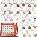 24 Pcs Christmas Cookie Cutter Set, Christmas Tree, Snowflake, Snowman, Gingerbread Man, Gingerbread Girl, Mitten & More Shapes