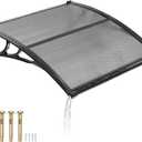 VEVOR Awnings for Door Entrance, 38" x 40" Window Door Awning Canopy Exterior with Drainage & ABS Bracket, Polycarbonate Cover Patio Door Awnings for Sun, UV, Rain, Snow ProtectionSmoky Gray