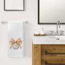 2 x Coquette Bow Beach Seashell Kitchen Towels, Coastal Nautical Beachy Dish Tea Towels for Kitchen Decor, Girly Preppy Bow Conch Decorative Hand Towels for Bathroom, 16x24 Inch