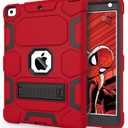 CCMAO iPad 6th Generation Cases, iPad 5th Generation Case, iPad 9.7 Case, iPad Air 2 Case, Hybrid Shockproof Rugged Drop Protection Case Built with Kickstand for Kids Boys Girls, Red+Black (03 Red+Black)