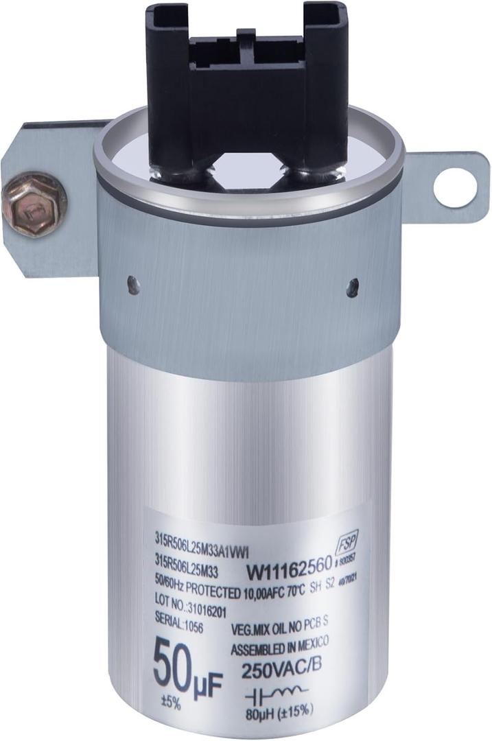 W11395618 W11162560 Washing Machine Run Capacitor Compatible with Whirlpool WTW5057LW0 WTW5010LW0 WTW5105HW2 WTW5100HW1 WTW6120HW0 WTW5057LWO WTW5100HC2 WTW5015LW0, for Maytag MVW6230HW3 MVW5430MW0