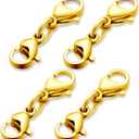 MTLEE Double Lobster Clasp Extender Double Claw Connector Bracelet Extension Clasp Small Bracelet Necklace Shortener for DIY Jewelry Making(0.98 Inch,Gold)